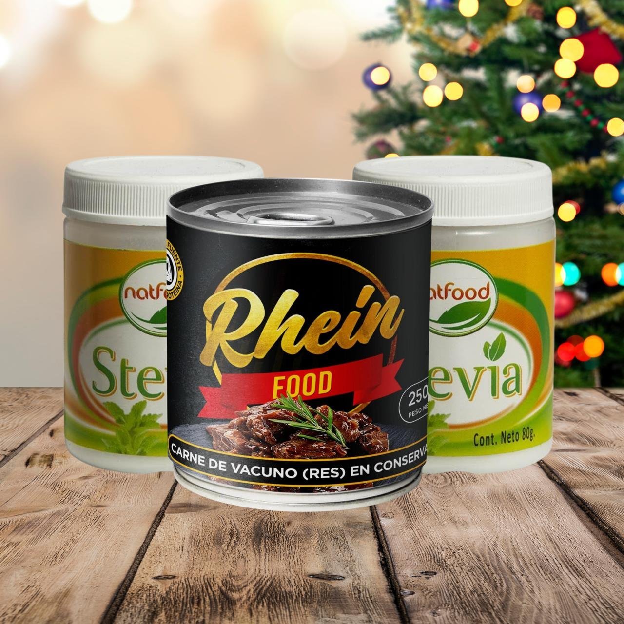 Pack Oferta Kairos ( 2 Stevia 80 gr + Carne de Vacuno en lata ) 2 Pack Rhein Food + Stevia