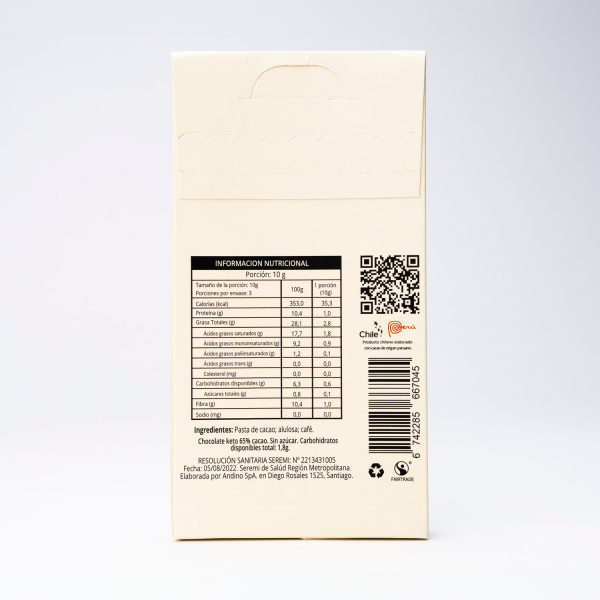 Andino Cafe Keto mini bombones 65% Cacao 30 gr 2 Minicafe